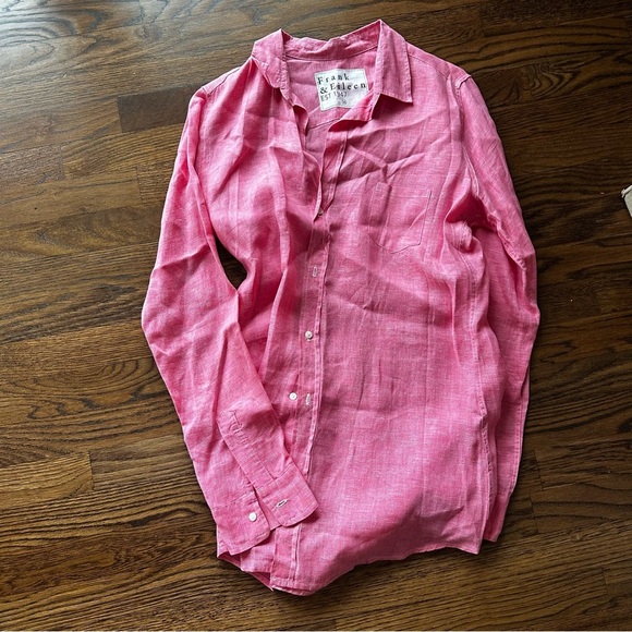 Frank & Eileen Pink Button-Up linen Shirt